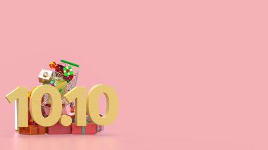 10.10 ve Promosyon Reklam Konsepti 3d Hazırlama Hediye Kutusu.