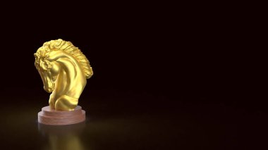 İş Konsepti için Altın At Satrancı 3D Hazırlama.