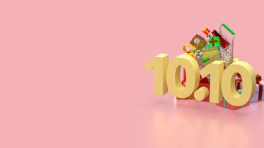 10.10 ve Promosyon Reklam Konsepti 3d Hazırlama Hediye Kutusu.