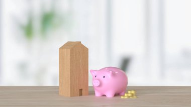 Piggy Bank ve Ev Tasarruf ya da Kazanç Konsepti 3D Hazırlama.