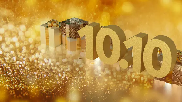 10.10 ve Promosyon Reklam Konsepti 3d Hazırlama Hediye Kutusu.