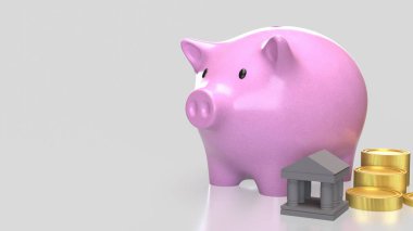 Piggy Bank ve madeni paralar iş için ya da kazanç konsepti 3D yorumlama.