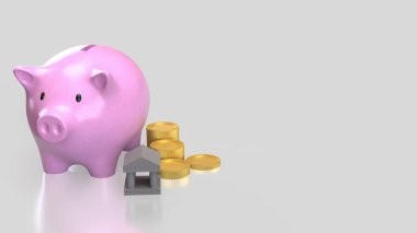 Piggy Bank ve madeni paralar iş için ya da kazanç konsepti 3D yorumlama.