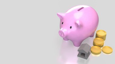 Piggy Bank ve madeni paralar iş için ya da kazanç konsepti 3D yorumlama.