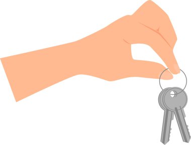 El ele tutuşup iki anahtar. Düz vektör illüstrasyonu.