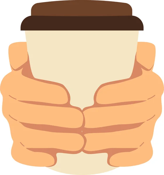 Caffè Portare Due Mani Che Tengono Tazza Carta Caffè — Vettoriale Stock