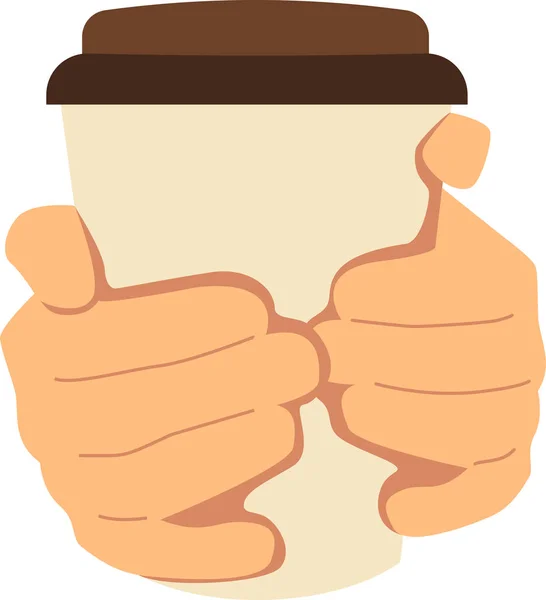 Hände Halten Kaffeepapier Tasse — Stockvektor