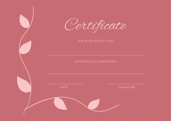 Plantilla Certificado Belleza Finalización — Archivo Imágenes Vectoriales