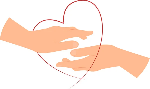 Dokunmak için iki el birbirine doğru hareket ediyor. Kalp bağlantısı. Sevgi. Vektör illüstrasyonu.