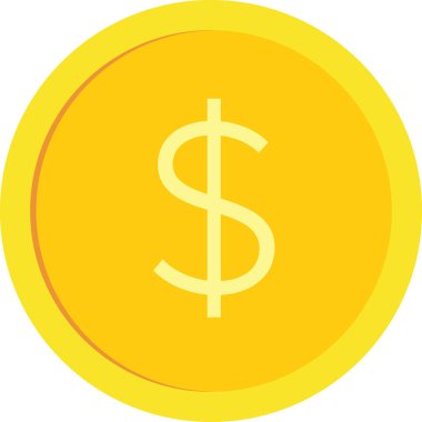 Dolar işaretli altın sikke vektör çizimi. Şeffaf arkaplan