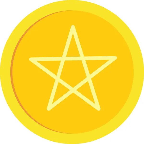 Beş köşeli yıldız işaretli altın sikke. Şeffaf arkaplan