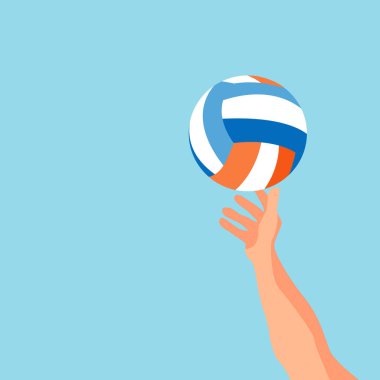 Gölgeli bir el mavi gökyüzü vektör illüstrasyonunun arka planına bir top atar