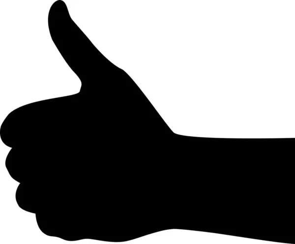 El silueti baş parmağını kaldırıyor. Siyah renkli vektör illüstrasyonu. Şeffaf arkaplan