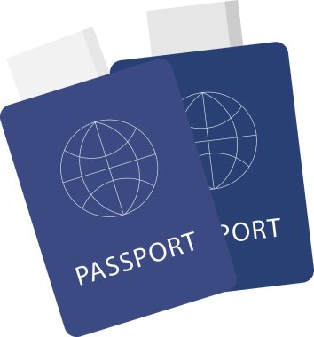 İki koyu mavi pasaport ve iki bilet vektör illüstrasyonu. Şeffaf arkaplan