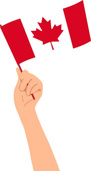  Kanada vektör illüstrasyonunun ulusal bayrağını tutan kişi. Şeffaf arkaplan