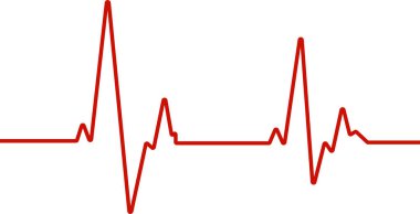 Kalp atışı çizgisi diyagramı. Kırmızı renkte ve şeffaf arkaplan ile vektör çizimi.