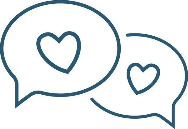  Kalp sembollü iki sohbet baloncuğu simgesi. Şeffaf arkaplan ile özet vektör çizimi.