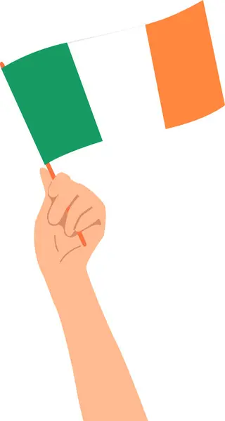 İrlanda bayrağını tutan kişi. Şeffaf arkaplan ile vektör illüstrasyonu.