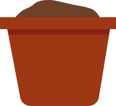 Toprakla dolu kahverengi bir saksı. Şeffaf arkaplan ile vektör illüstrasyonu.