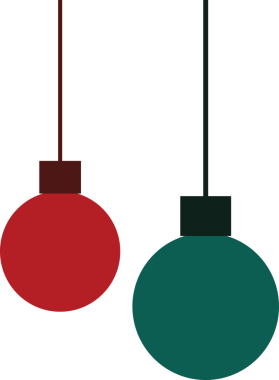 Minimalizm tarzında yeşil ve kırmızı tonlarda dekoratif Noel baloları. Şeffaf arkaplan ile png illüstrasyonu