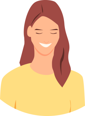 Kirpiklerini indirmiş gülümseyen bir kızın yüzü. Şeffaf arkaplan ile png illüstrasyonu.