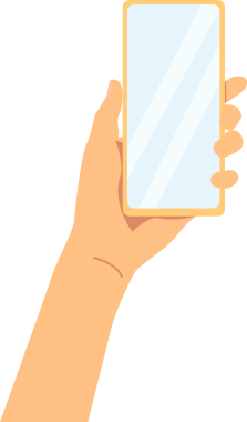 Çizgi film tarzında el ele tutuşan akıllı telefon. Şeffaf arkaplan ile png illüstrasyonu.