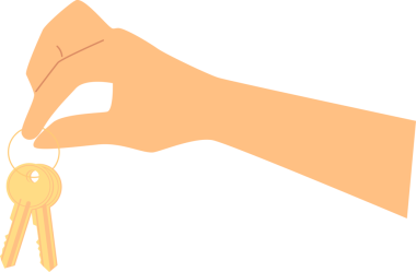 Çizgi film tarzında iki anahtar tutuyor. Şeffaf arkaplan ile png illüstrasyonu.