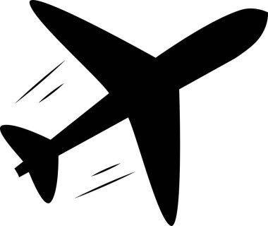 Uçan bir uçağın silueti. Şeffaf arkaplan ile siyah renkli vektör illüstrasyonu.