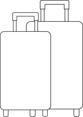 Taslak şeklinde iki bavul simgesi. Şeffaf arkaplanda vektör illüstrasyonu.