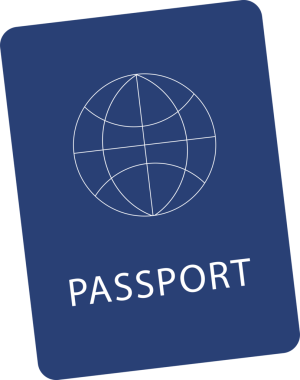 Koyu mavi pasaport. Şeffaf arkaplan ile png illüstrasyonu.
