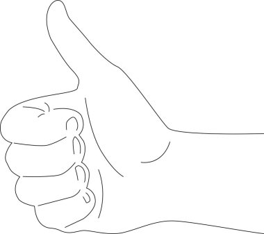 El çizimi tasdikli tasdikli tasdikli baş parmak hareketi. Şeffaf arkaplan ile vektör illüstrasyonu.