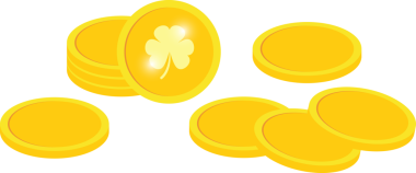 Yoncalı altın paralar istiflenmiş ve saçılmış. Şeffaf arkaplan ile png illüstrasyonu.