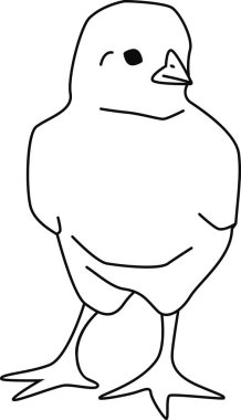 Ayakta duran küçük civcivin tasviri. Şeffaf arkaplan ile vektör illüstrasyonu.