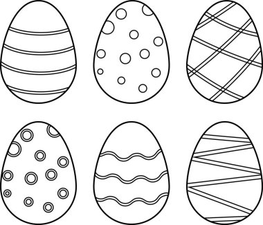 Süslü paskalya yumurtaları. Şeffaf arkaplan ile vektör illüstrasyonu.