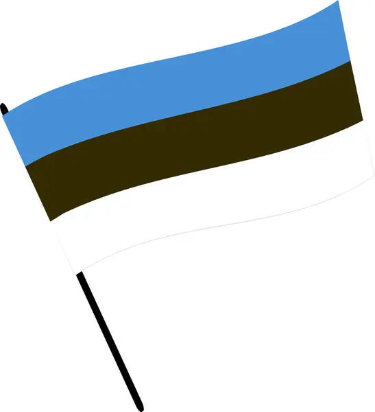 Estonya bayrağı bayrak direğinde. Şeffaf arkaplan ile vektör illüstrasyonu.