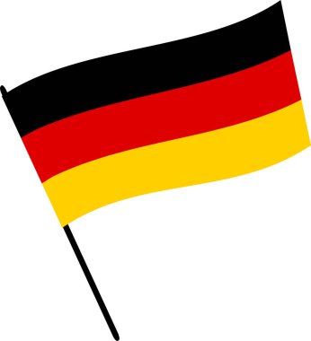 Bayrak direğinde Almanya 'nın ulusal bayrağı. Şeffaf arkaplan ile vektör illüstrasyonu.