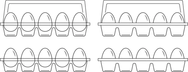 Yumurta tepsisinde tavuk yumurtası. Taslak tarzı. Şeffaf arkaplan ile vektör illüstrasyonu.