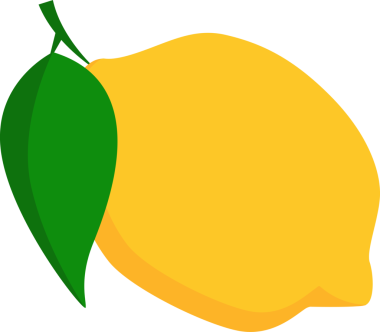 Olgun limon ve yeşil yaprak. Şeffaf arkaplan ile PNG illüstrasyonu.