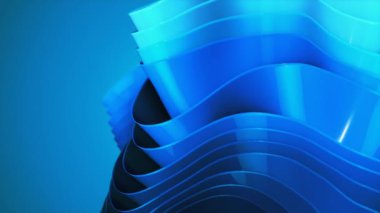 Parlak, katmanlı kıvrımlar ve kobalt mavisi şeritler. Parlak yüzeyler ve sıvı kıvrımlar, uyumlu bir arkaplana karşı duran modern, heykel biçimi oluşturur.