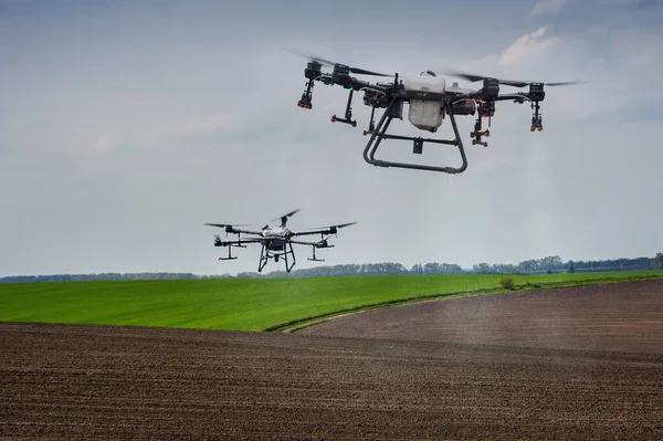 drone sprayers apply fertilizers to fields, precision farming,the latest fertilization technologies, the possibility of processing after the rain
