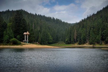 Synevyr Gölü, Ukrayna 'nın en büyük gölüdür. Ukrayna 'da yoğun bir kozalaklı orman, bir dağ deposu ile çevrilidir.