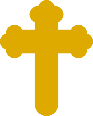 Din, dua, inanç, kilise, İsa, Tanrı teması için altın sarısı renkli Hristiyan haç simgesi.