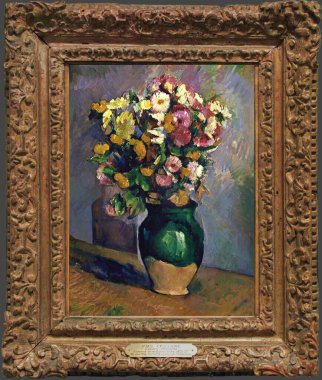 Paul Czanne - Still Life with Flowers in an Olive Jar, MS 1880 (C19 AD), by Artist: Cezanne, Paul (1839-1906) / Fransız. 