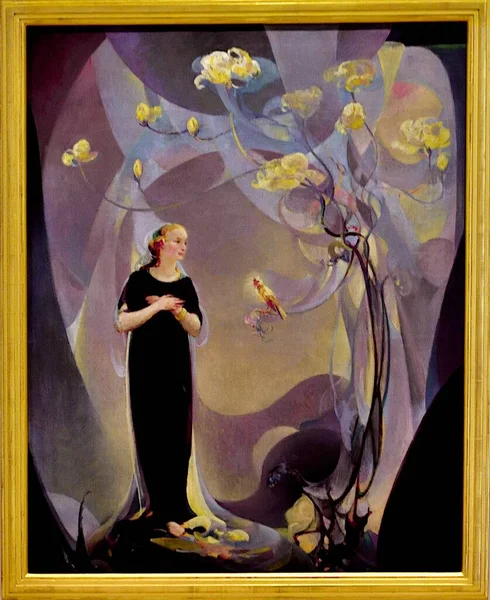 Room Decoration Purple Gray 1917 C20Th Oil Canvas Artist Pelton — Stock Photo, Image