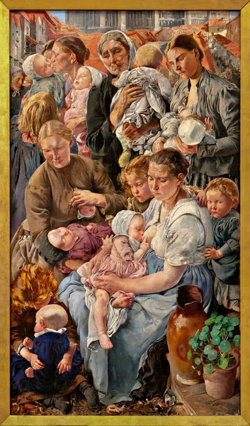 Társadalmi Realizmus Munkás Kora Jobb Oldal 1896 Olaj Vászon Művész — Stock Fotó