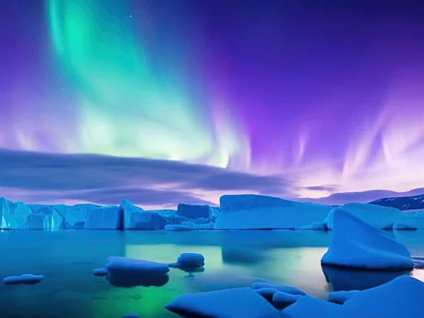Jokulsarlon Glacial Lagun Med Aurora Borealis Norrsken Display Jokulsarlon Sydisland — Stockfoto