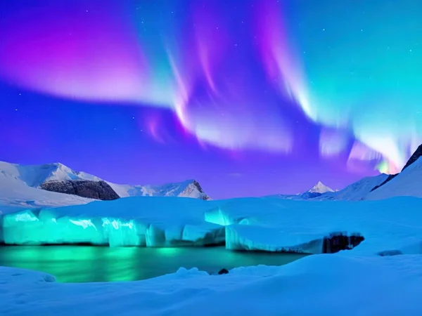 Jokulsarlon Lagoa Glacial Com Exibição Aurora Borealis Northern Lights Jokulsarlon — Fotografia de Stock