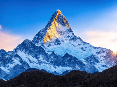 Ama Dablam (6856 metre), Sagarmatha Ulusal Parkı (UNESCO) Khumbu, Everest Bölgesi, Nepal, Himalaya.