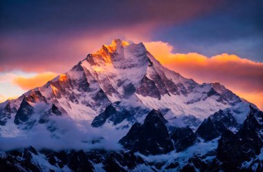Lhotse Dağı, akşam ışığında zirveye ulaşır. Lhotse 8516 metre, Everest Dağı, Himalaya, Nepal, Asya.