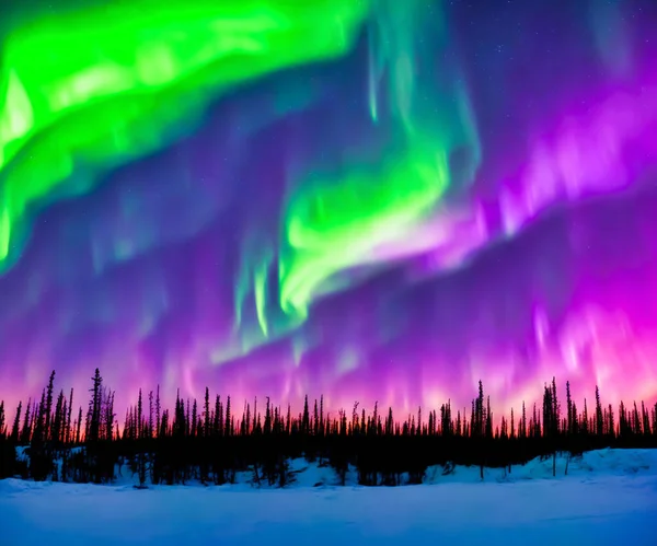 Aurora Borealis Yellowknife Aurora Borealis Noorderlicht Yellowknife Northwest Territories Canada — Stockfoto